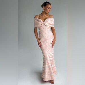 Baby Boo Emberly Maxi Dress Blush Pink Strapless Bow Formal Mermaid Gown